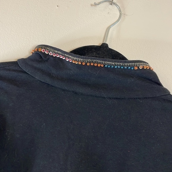 Zenergy By Chico's Black Embroided and Beaded Full Zip Jacket - Picture 3 of 10